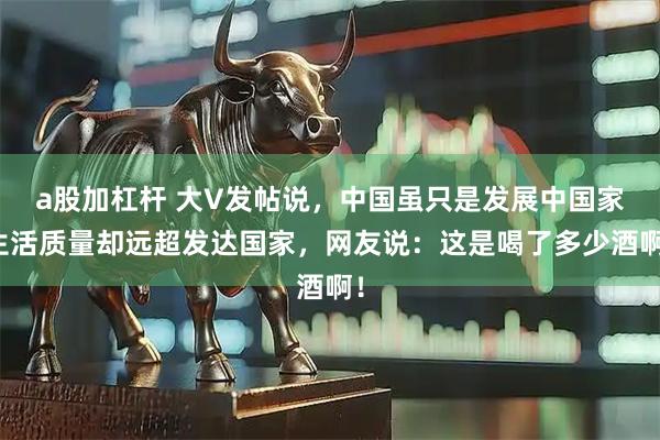 a股加杠杆 大V发帖说，中国虽只是发展中国家生活质量却远超发达国家，网友说：这是喝了多少酒啊！